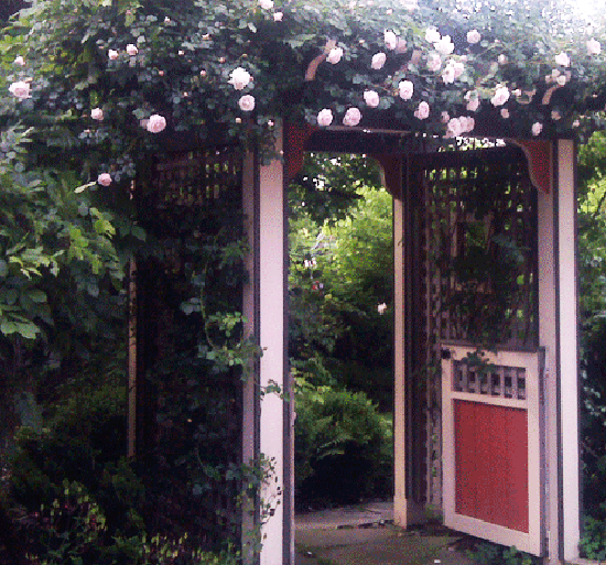 Garden Arbor with Gate and English Summer View