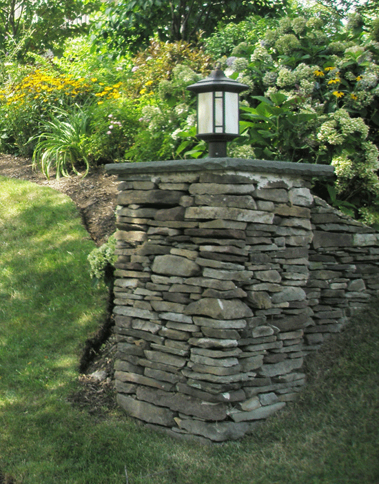 Dry Field Stone Column with Light