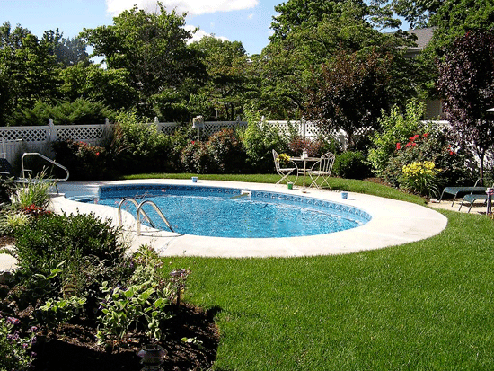 Backyard Landscape Compliments Pool