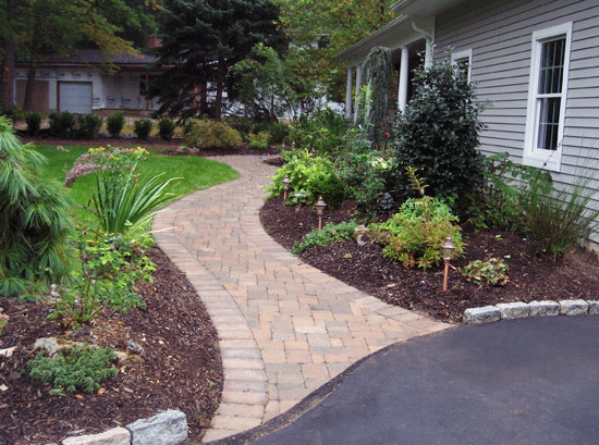 Serpentine Path to Front Entry from Driveway