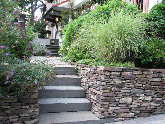 Solid Blue Stone Steps to Driveway